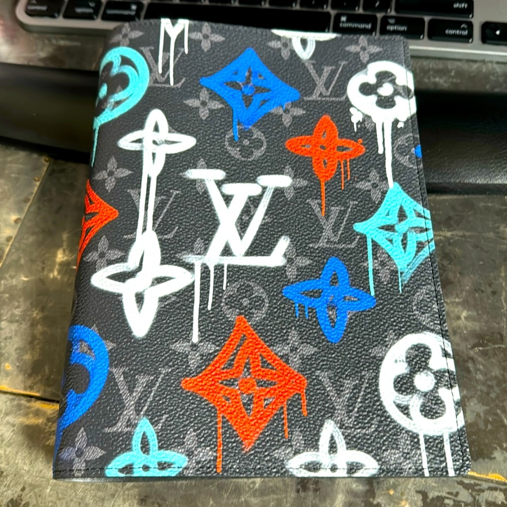 Louis Vuitton notebook cover, graffiti